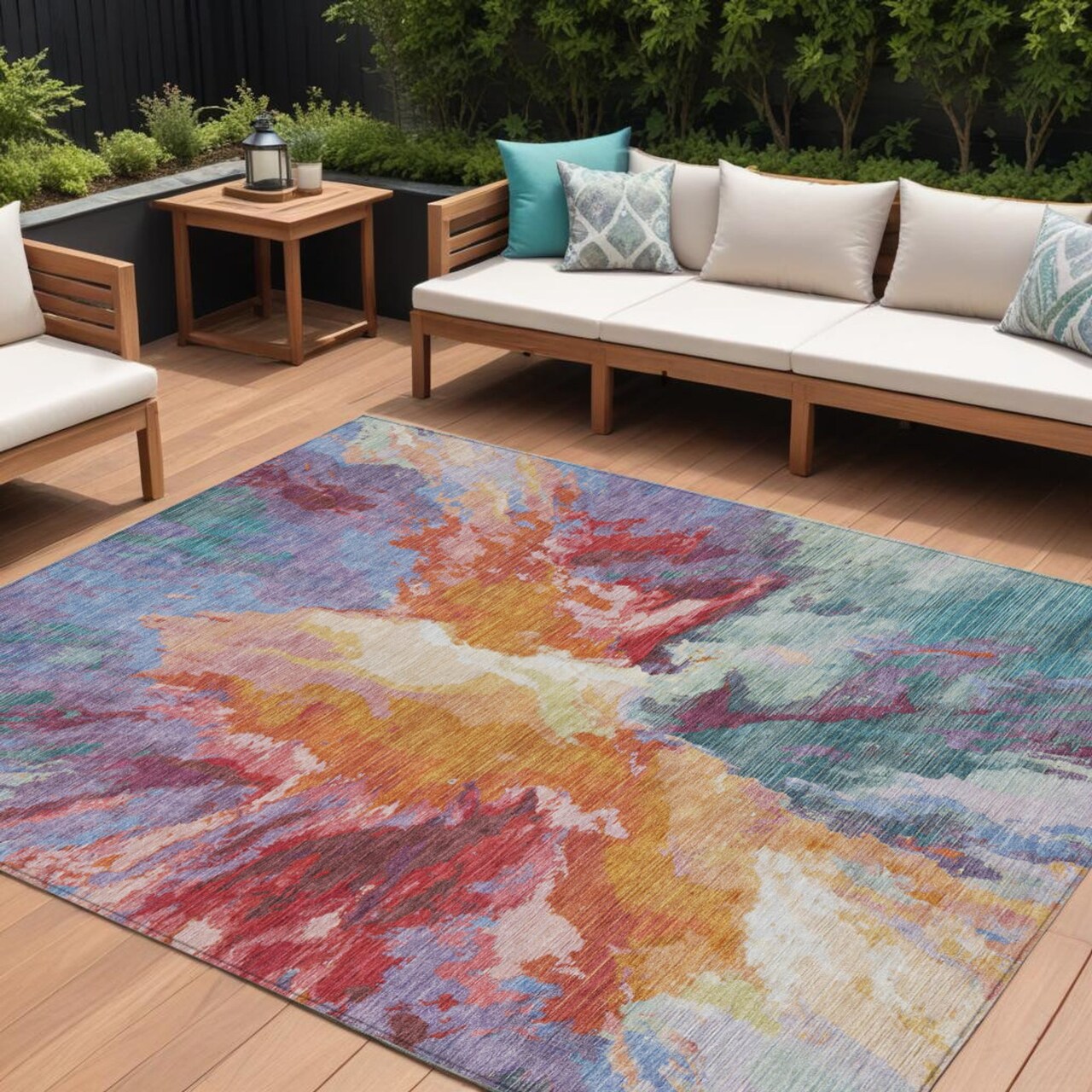 Edge Collections - 8' x 10' - Multicolor - Artistic Washable Abstract Area Rug for Indoor and Outdoor Spaces - 1 Piece